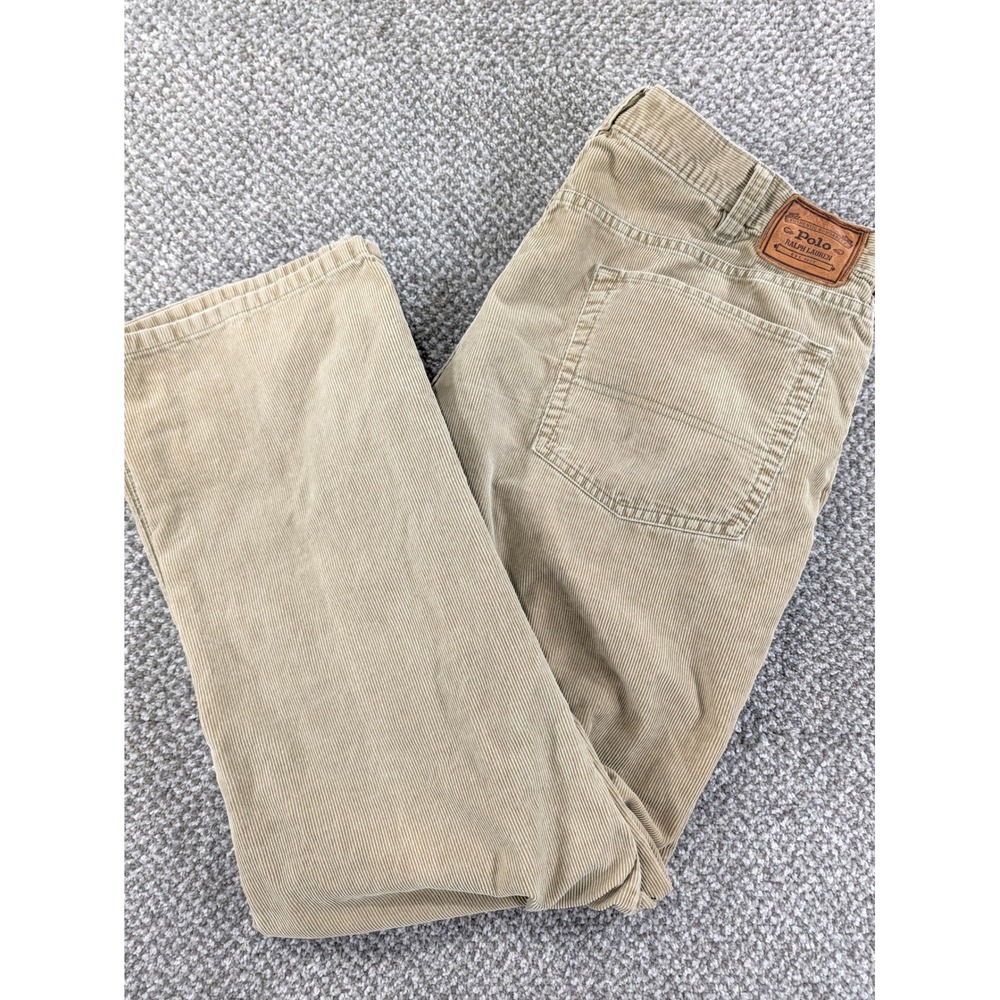 Polo Ralph Lauren Mens 40x30 Tan Khaki Corduroy Straight Leg Pants 100% Cotton